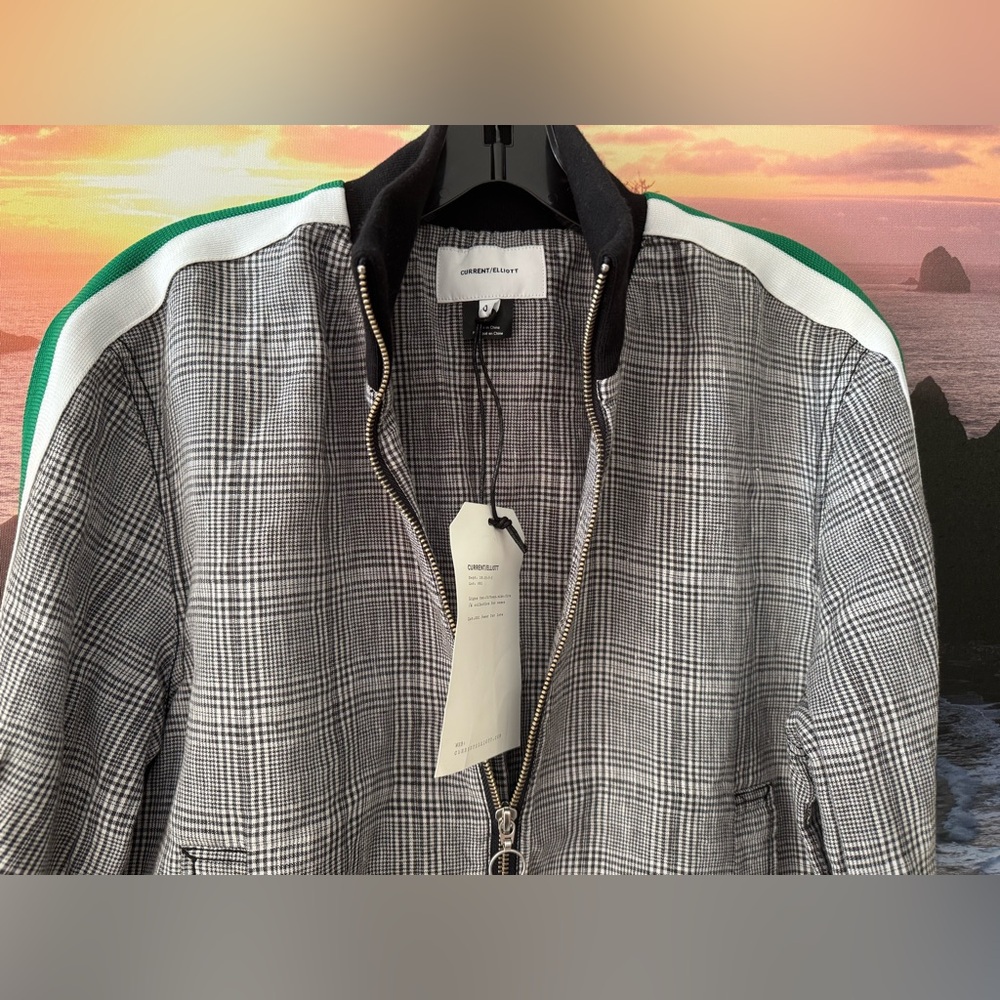 Current/Elliott/Women Dassen Plaid Side- Stripe Linen Jacket/NWT/ S - Picture 3 of 9
